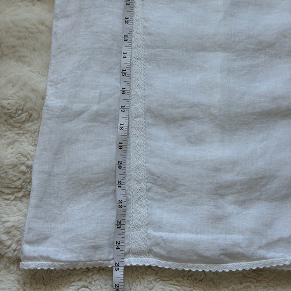 Chic Laura Bianchi White Linen Back Buttons Lace Trim Short Sleeve Women's Top-S - Picture 11 of 15